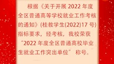 喜报：学校荣获“2022年度全区普通高校毕业生就业工作突出单位”称号