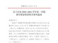 关于公布2020-2021学年第一学期教学质量奖获奖名单的通知