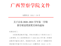 关于公布2020-2021学年第二学期教学质量奖获奖名单的通知