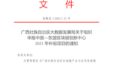 广西壮族自治区大数据发展局关于组织申报中国—东盟区块链创新中心2021年补贴项目的通知